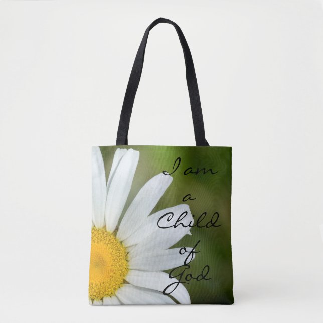 I Am A Child of God Offset Daisy Tote Bag (Front)