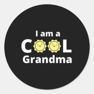 I am a cool grandma design - with a yellow sun classic round sticker
