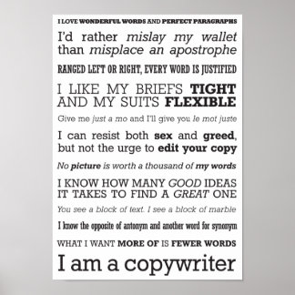 'I am a copywriter' poster