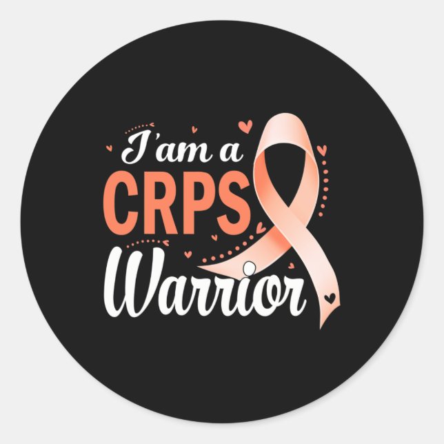 I Am A CRPS Warrior RSD Awareness Orange Ribbon  Classic Round Sticker (Front)