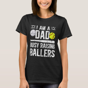 I Am A Dad Busy Raising Llers Softll Volleyll Dad  T-Shirt