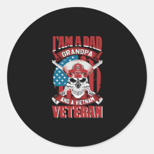 i am a dad grandpa and a vietnam veteran classic round sticker