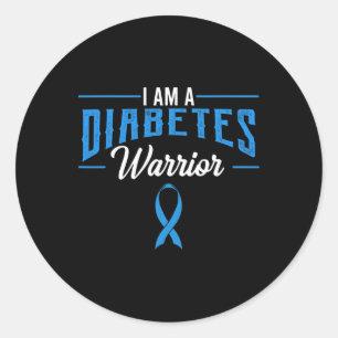 I Am A Diabetes Warrior Awareness Ribbon Diabetic Classic Round Sticker