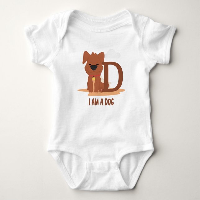I Am A Dog Funny Letter D Baby Bodysuit (Front)