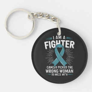I Am A Fighter Cancer Picked The Wrong Woman Key Ring