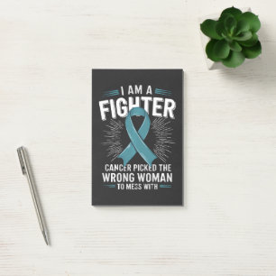 I Am A Fighter Cancer Picked The Wrong Woman Post-it Notes