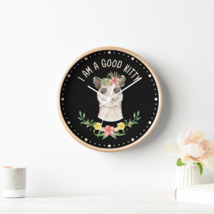 I Am a Good Kitty Funny Cute Possum Lover Gift Clock