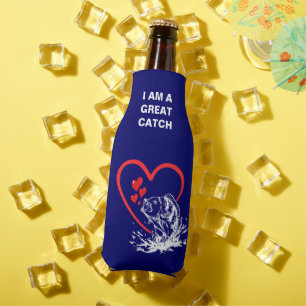 I AM A GREAT CATCH Monogram Love Fishing Bottle Cooler