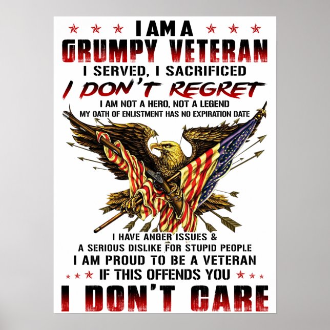 I Am A Grumpy Veteran Poster (Front)