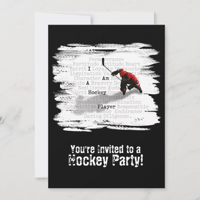 I am a Hockey Player party Invitation (Front)