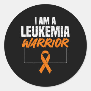 I Am A Leukaemia Warrior Awareness Orange Ribbon M Classic Round Sticker