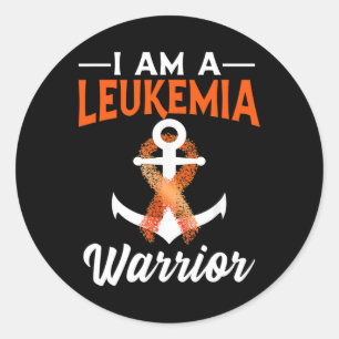 I Am A Leukaemia Warrior Blood Cancer Anchored Ora Classic Round Sticker