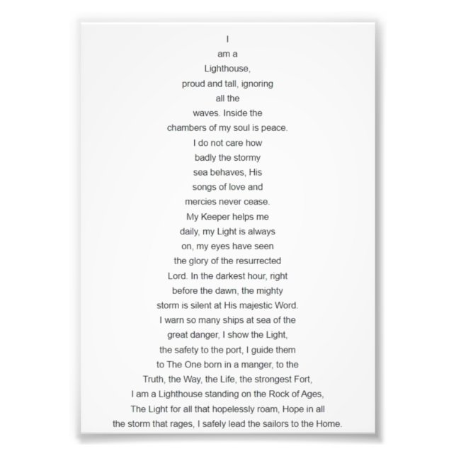 I am a Lighthouse Poem by Marius Alexandru Photo Print (Front)