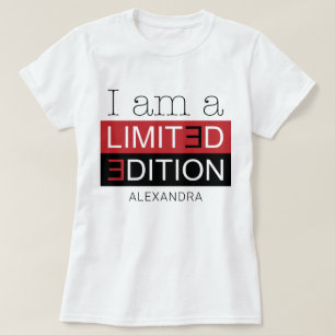 I Am a Limited Edition Red Black Name Customised T-Shirt