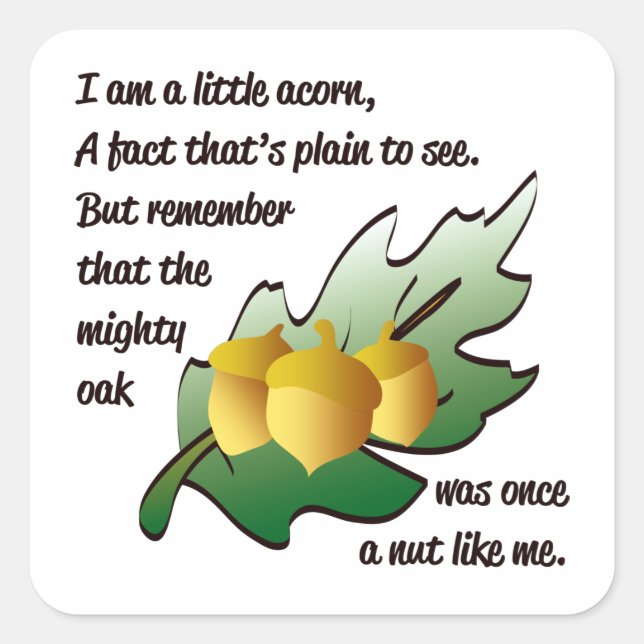 "I am a little acorn" poem Square Sticker (Front)