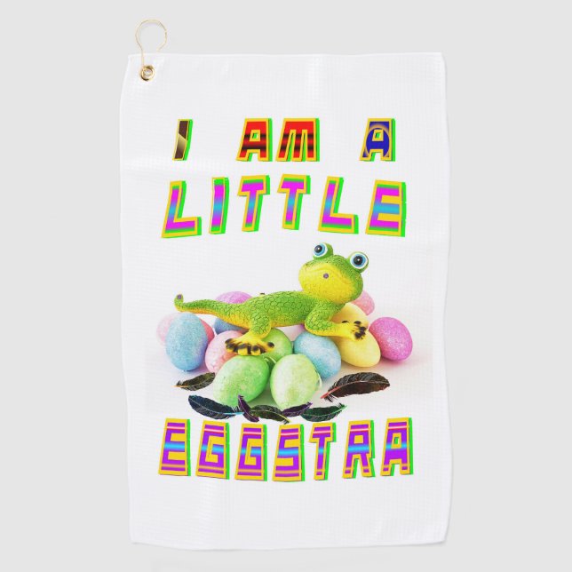I Am A Little Eggstra Golf Towel (Front)