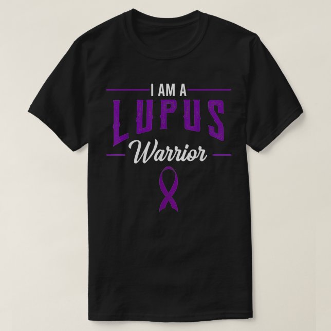 I Am A Lupus Warrior Purple Awareness Ribbon Butte T-Shirt (Design Front)