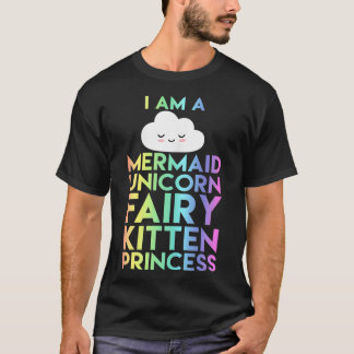 I Am a Mermaid Unicorn Fairy Kitten  Kid  T-Shirt