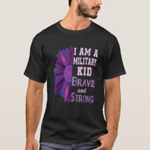 I Am A Military Kid Brave And Strong Purple Up Ame T-Shirt