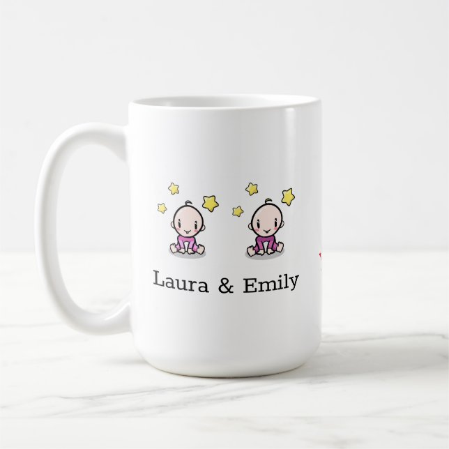 I Am A Mum Of Twins Mug, New Mum Gift, 2 Girls, Coffee Mug (Left)