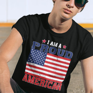 I am a Proud American US Flag Patriotic  T-Shirt