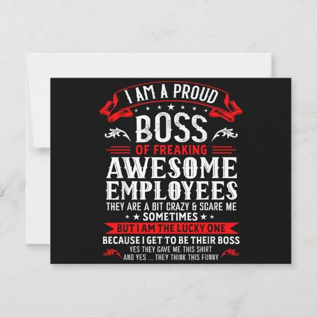 I Am A Proud Boss Of Freaking Awesome Employees Fu Holiday Card (Front)