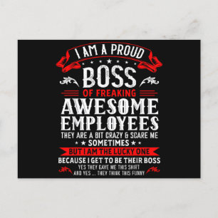 I Am A Proud Boss Of Freaking Awesome Employees Fu Holiday Postcard