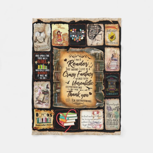 I Am A Reader Blanket, Book Lover Blanket, Fleece Blanket (Front)