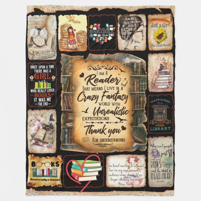I Am A Reader Blanket, Book Lover Blanket, Fleece Blanket (Front)