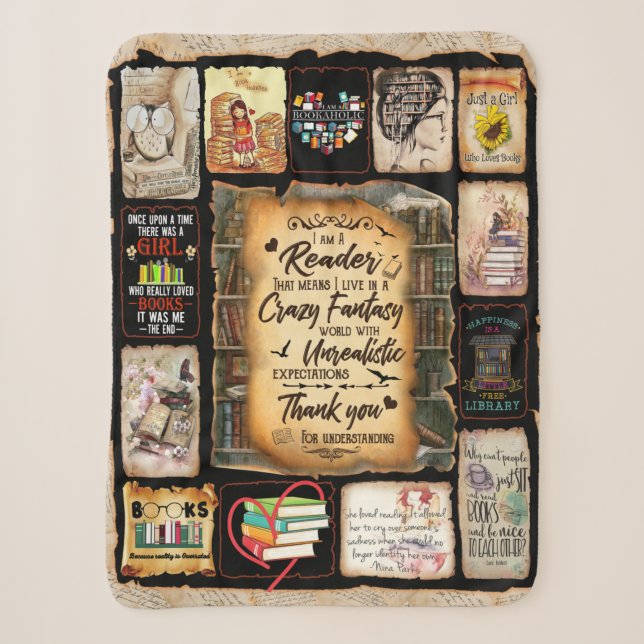 I Am A Reader Blanket, Book Lover Blanket, Sherpa Blanket (Front)