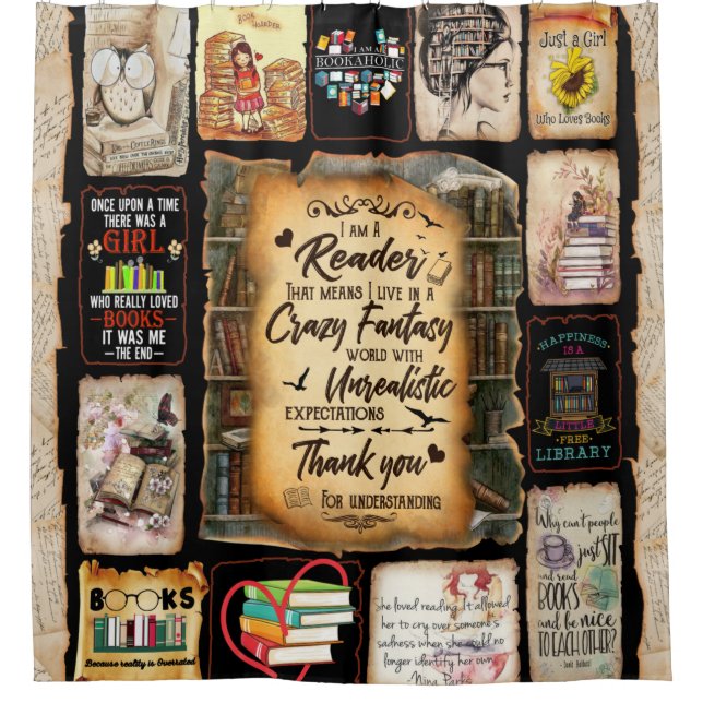 I Am A Reader Blanket, Book Lover Blanket, Shower Curtain (Front)