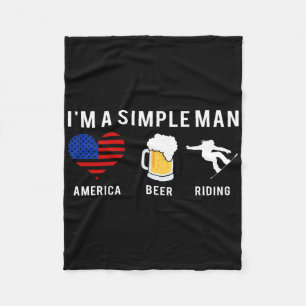 I Am A Simple Man America Beer Snowboarding Tee Sh Fleece Blanket