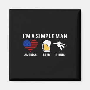 I Am A Simple Man America Beer Snowboarding Tee Sh Magnet
