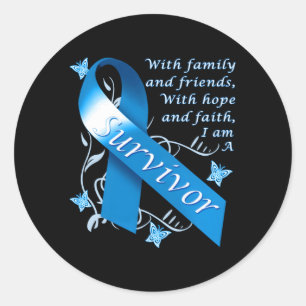 I Am A Survivor Blue Ribbon Colon Cancer Awareness Classic Round Sticker