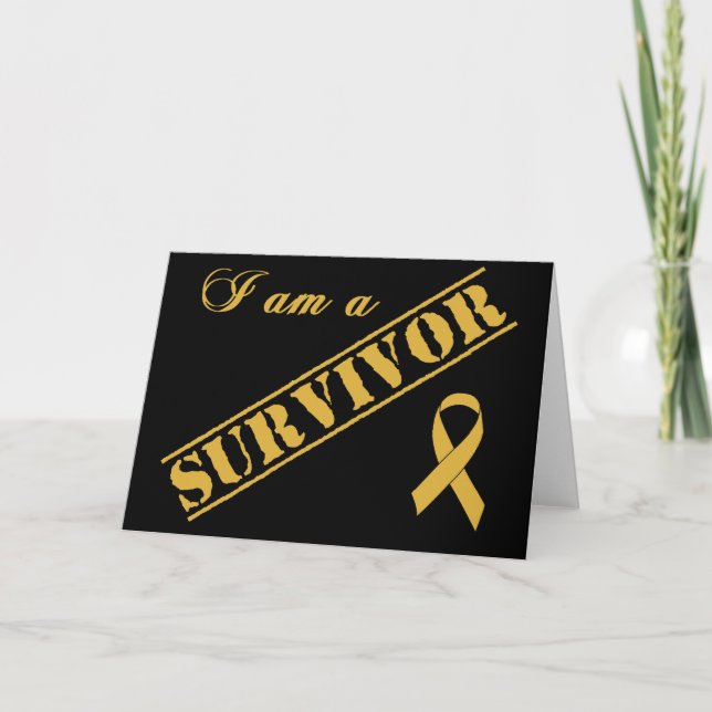 I am a Survivor - Childhood Cancer Gold Ribbon Card (Front)