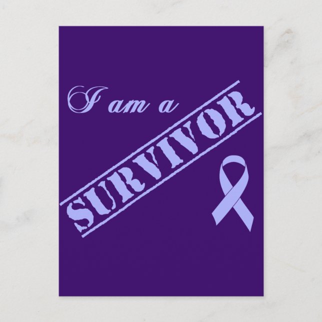 I am a Survivor - Lavender Ribbon General Cancer Postcard (Front)