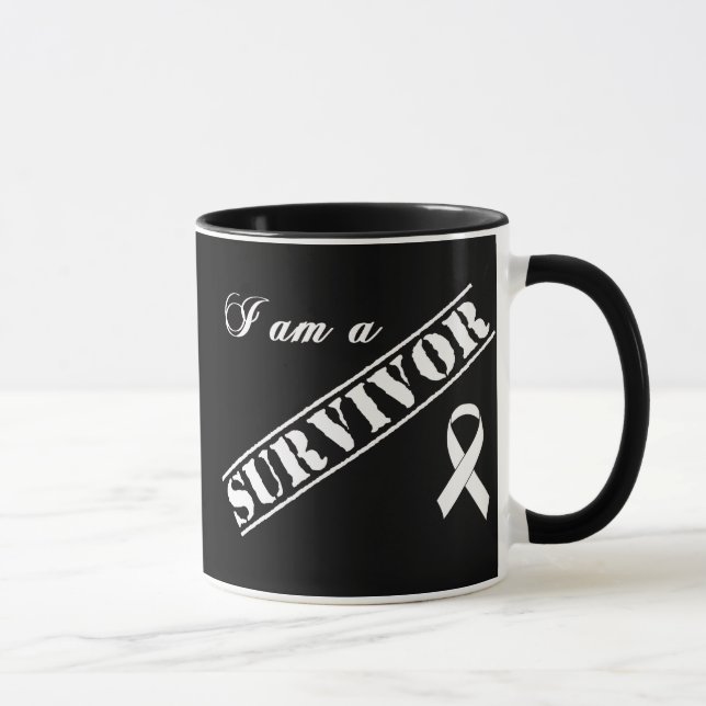 I am a Survivor of Lung Cancer - White Ribbon Mug (Right)