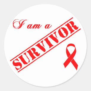 I am a Survivor - Red Ribbon Classic Round Sticker