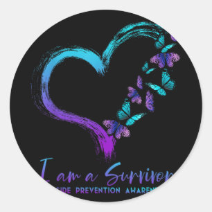 I Am A Survivor Suicide Prevention Awareness Classic Round Sticker