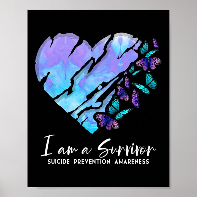 I Am A Survivor Suicide Prevention Awareness Heart Poster (Front)