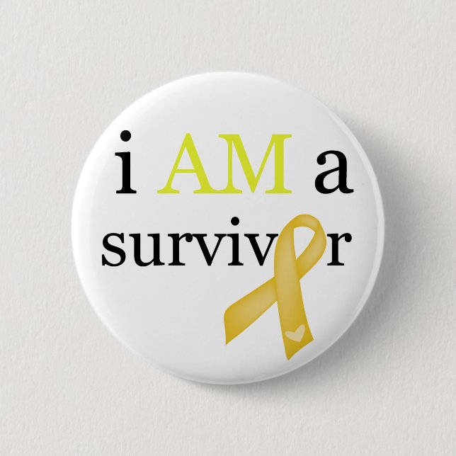 i AM a Survivor (Yellow) 6 Cm Round Badge (Front)