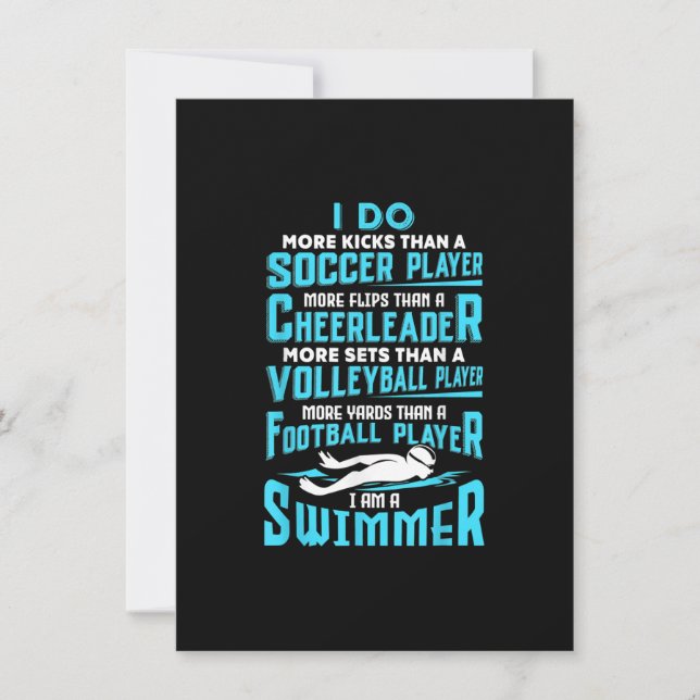 I Am A Swimmer Funny Swimming Pool Swim Lover Gift Invitation (Front)