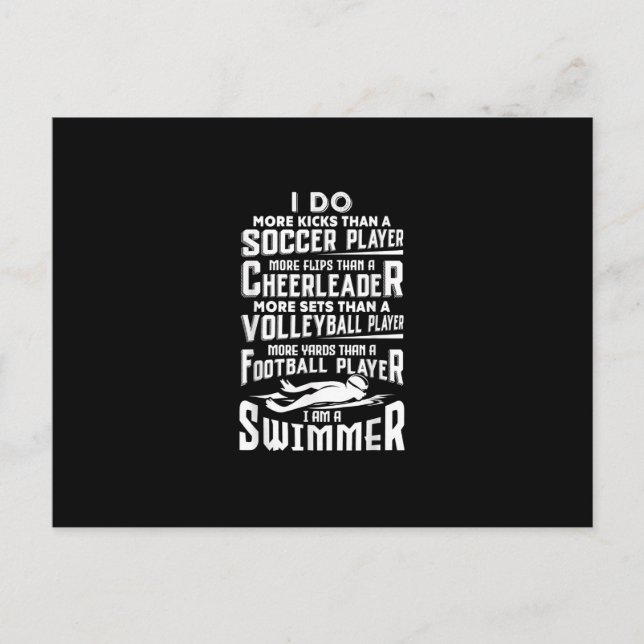 I Am A Swimmer Funny Swimming Pool Swimmer Gift Announcement Postcard (Front)