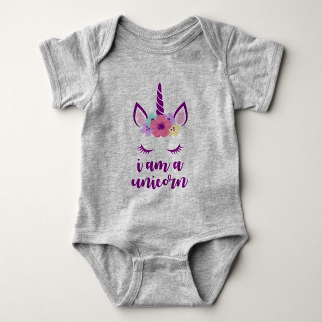 I Am A Unicorn Baby Bodysuit (Front)