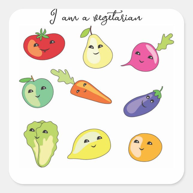 I am a vegetarian square sticker (Front)