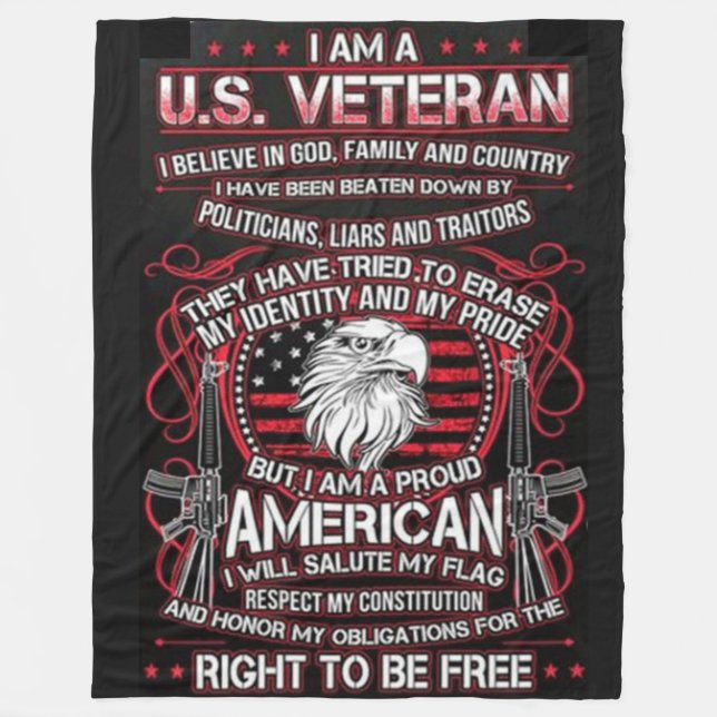 I AM A VETERAN FLEECE BLANKET (Front)