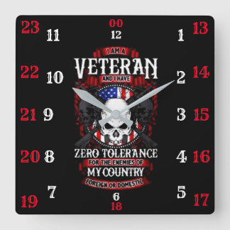 I AM A VETERAN SQUARE WALL CLOCK
