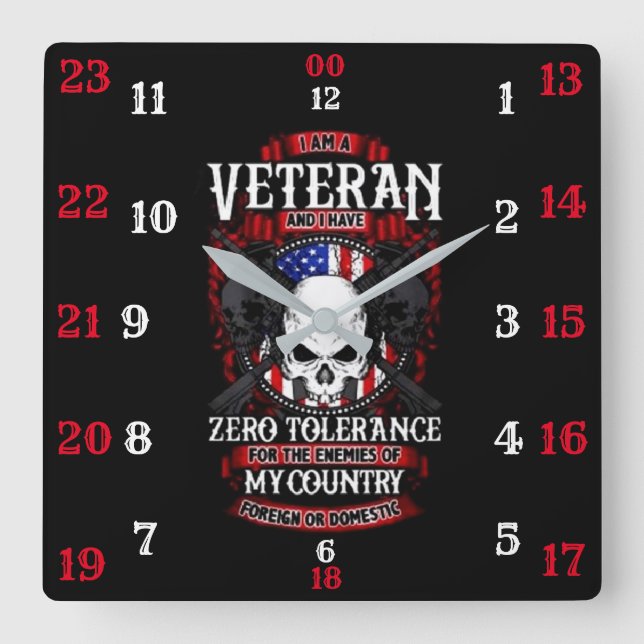 I AM A VETERAN SQUARE WALL CLOCK (Front)