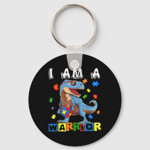 I Am A Warrior Autism Awareness Dinosaur Heart Puz Key Ring