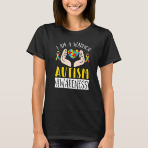 I Am A Warrior Autism Awareness Month Ribbon Puzzl T-Shirt